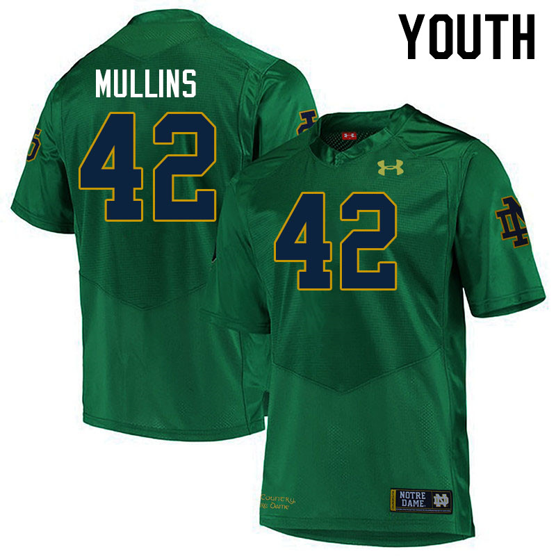 Youth #42 Cole Mullins Notre Dame Fighting Irish College Football Jerseys Stitched-Green